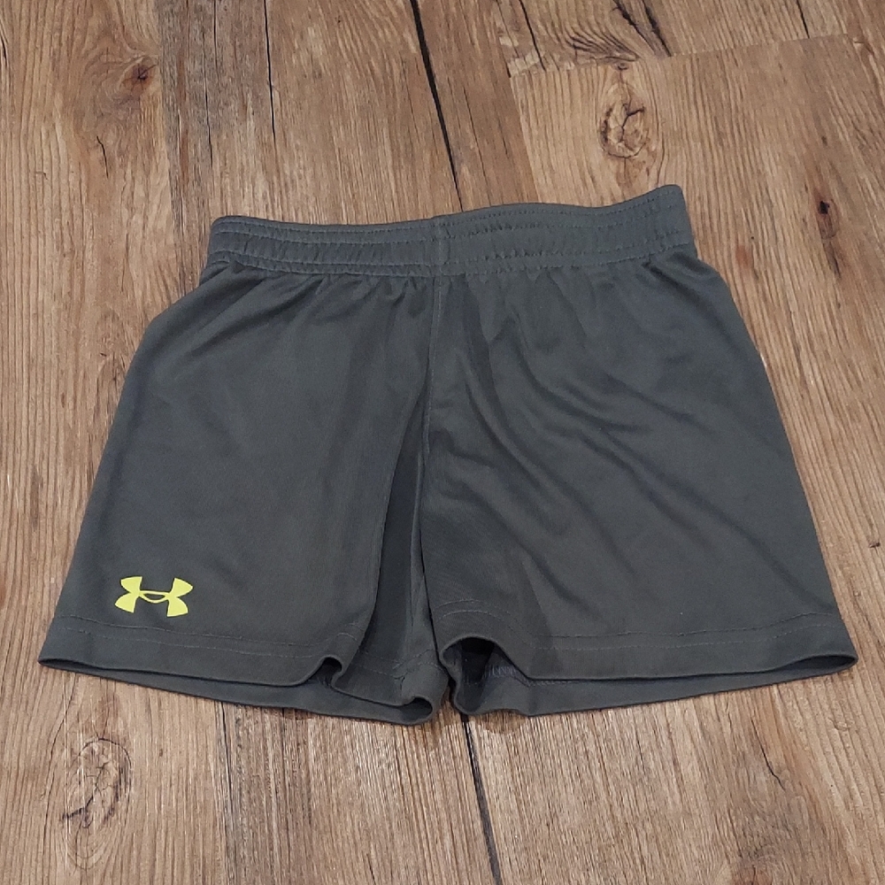 Under Armour Kid's Dark Gray Shorts with Yellow Logo
